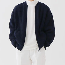Cardigan sem gola com zíper