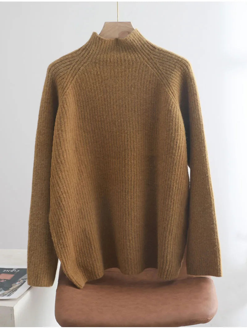 Suéter Gola Alta Feminino Casual - Inverno Elegante