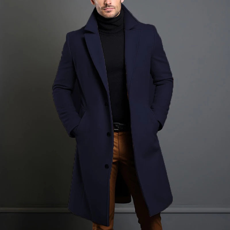 Casacos de inverno masculinos de luxo meados de longo jaquetas de lã quente casual masculino negócios confortável casaco roupas