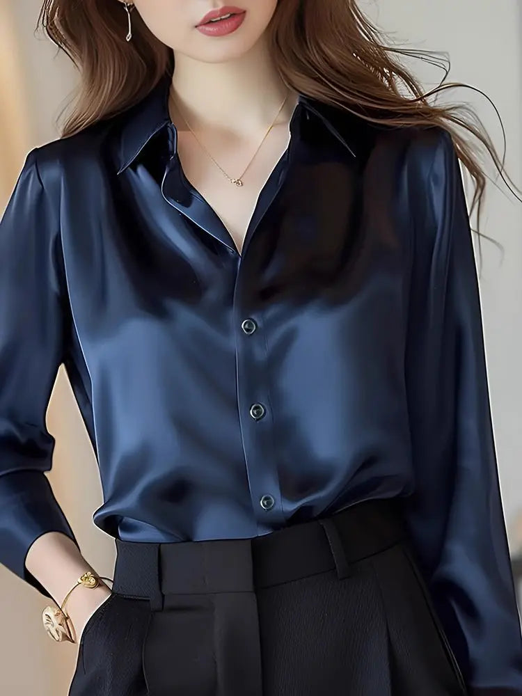 Camisas de seda mulheres coreanas moda Y2k