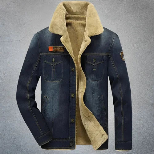 Personalizável inverno quente engrossado jaqueta jeans casual masculina boutique moda algodão azul denim casacos terno jaquetas mwt412237