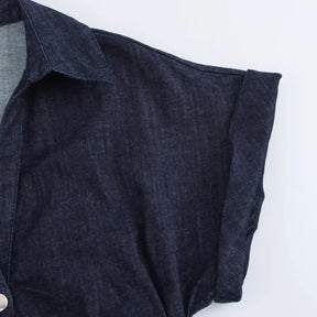 Vestido Jeans Midi Slim com Lapela - Look Seoul Denim Chic