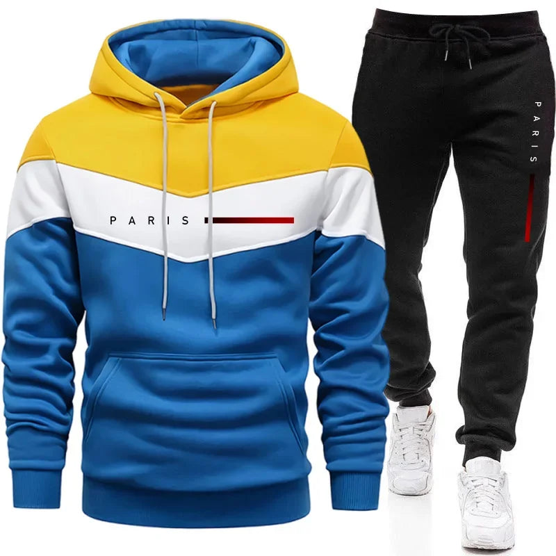 Conjunto de Moletom Masculino Paris Fashion: Moletom com Capuz e Calça Jogger para o Dia a Dia, Esportivo, Tendência Urbana, Agasalho Quente