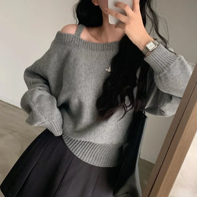 Blusa suerte estilo coreano chique com ombros de fora