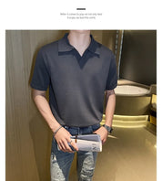 Camisa Polo Casual Listrada Manga Curta