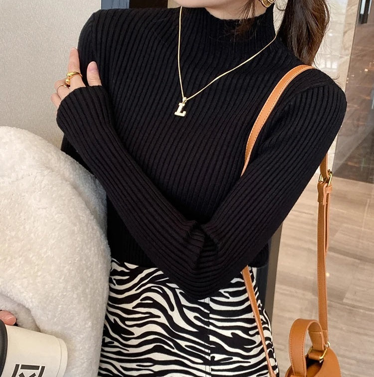 Blusa  canelada gola alta - Serenité