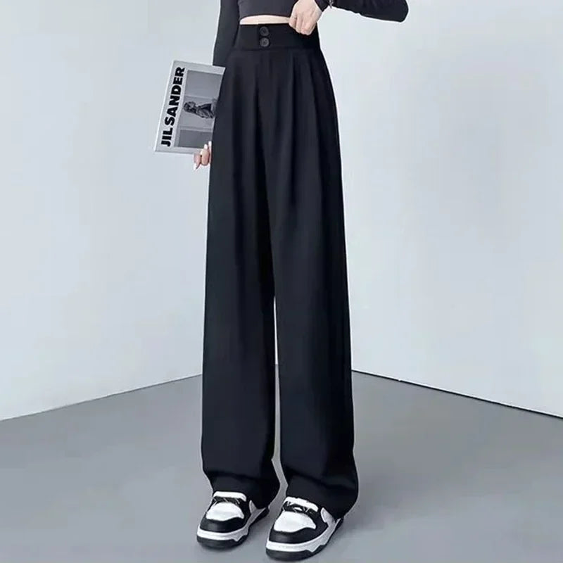 Calça Reta Feminina – Estilo Casual Coreano