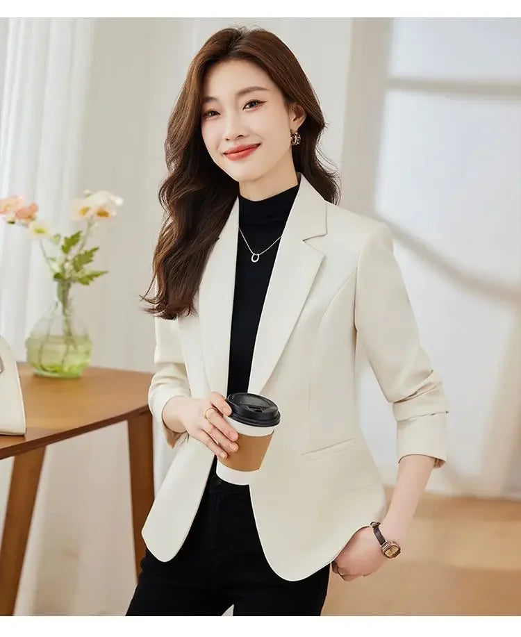 Jaqueta de terno feminina cor caramelo casual