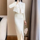 Conjunto Tweed com Jaqueta Curta e Saia - Look Elegância Profissional