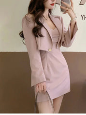 Conjunto de duas peças blazer casaco + vestido
