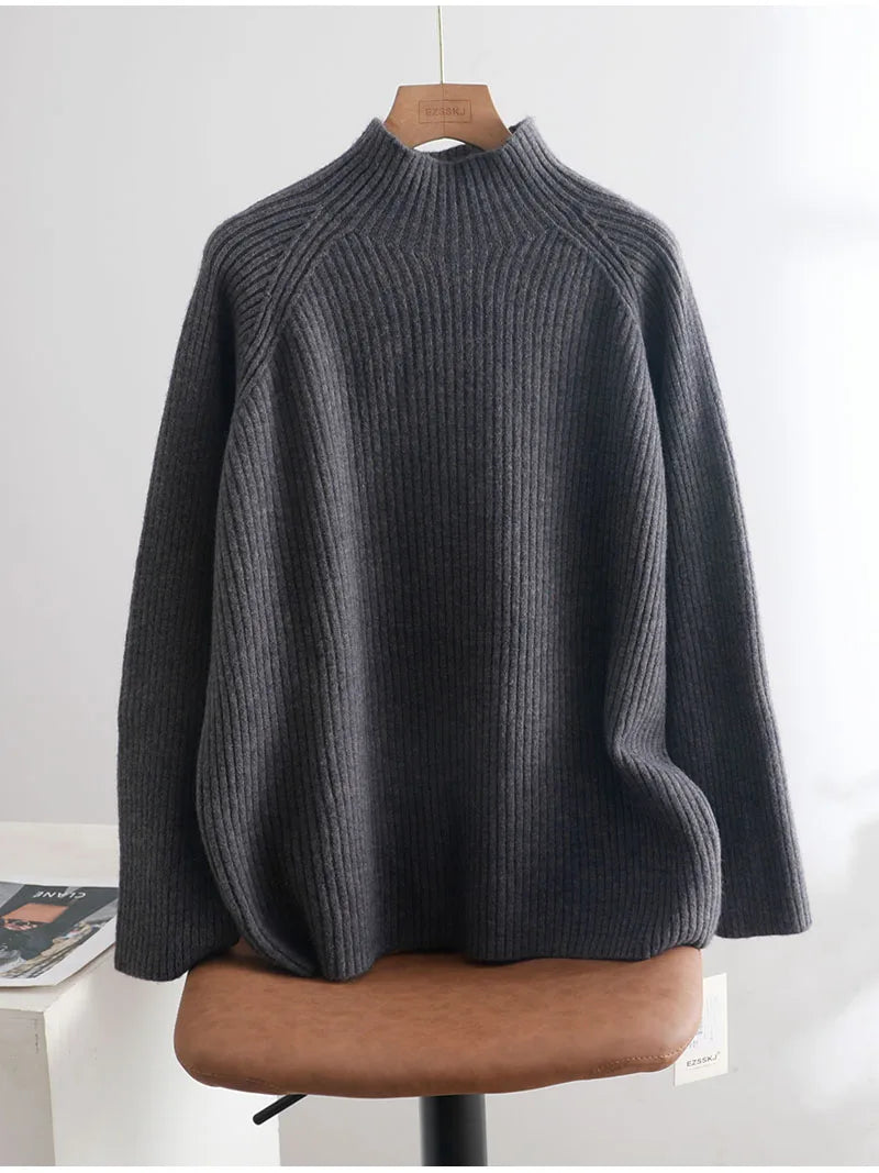 Suéter Gola Alta Feminino Casual - Inverno Elegante