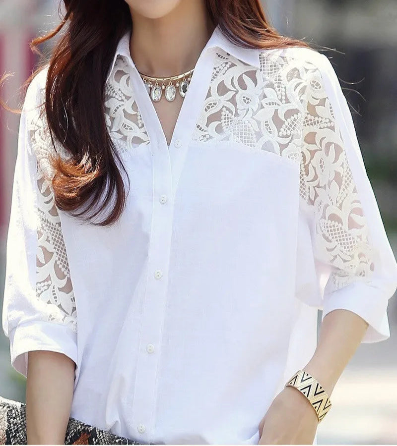 Camisa de botões Doce Elegância Coreana