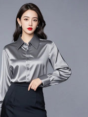 Camisas de seda mulheres coreanas moda Y2k