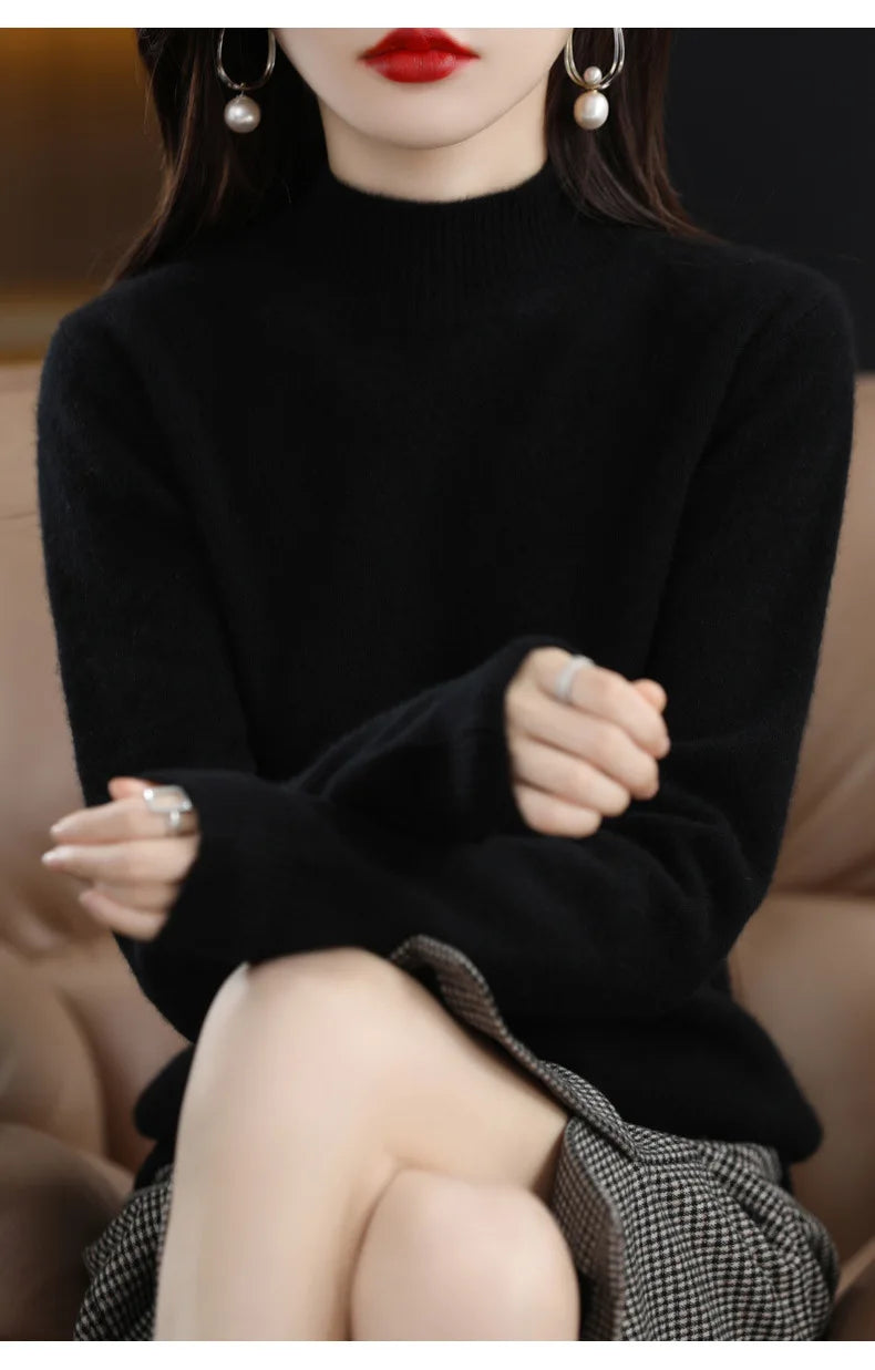 Suéter Gola Média Estilo Coreano Básico -  “Brisa de Inverno”