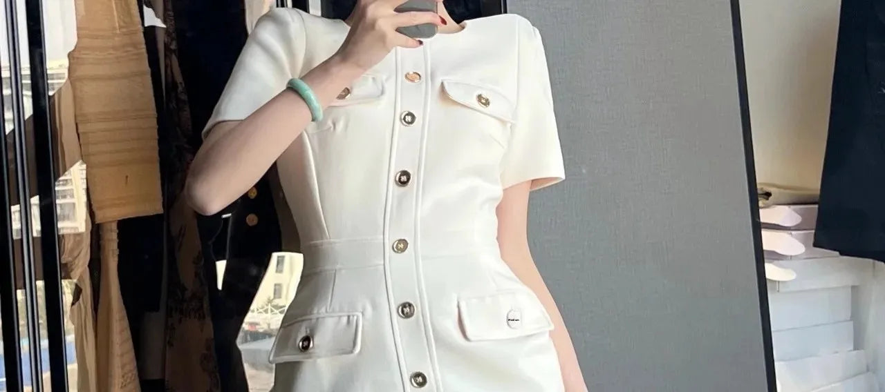 Vestido Branco Elegante Bodycon - Look Seoul Glam