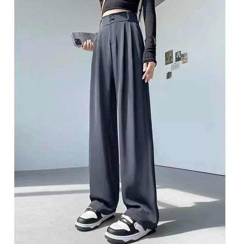 Calça Reta Feminina – Estilo Casual Coreano
