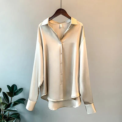 Blusa de manga comprida para escritório feminina