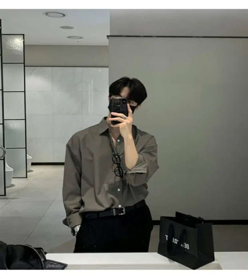 Camisa Masculina Coreana Leve de Luxo