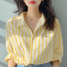 Blusas casual listrada, manga comprida