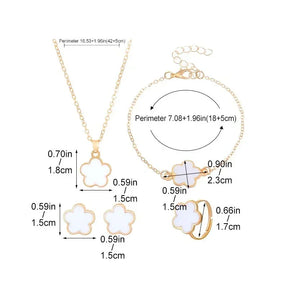 Conjunto de flor luxo, pulseira, colar, anel para mulheres