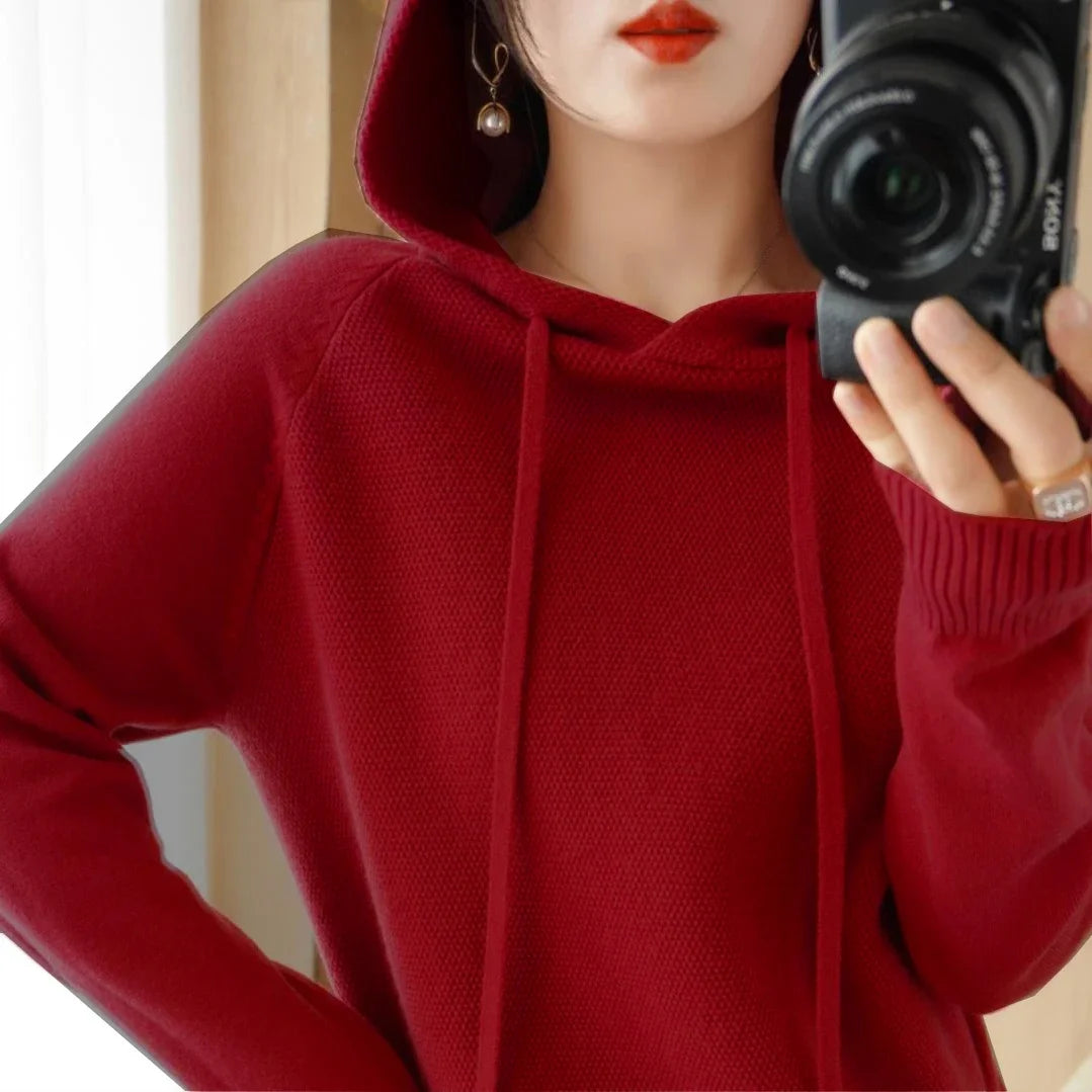 Suéter Feminino com Capuz Estilo Coreano -  “Caminhos de Outono”