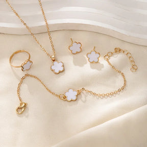 Conjunto de flor luxo, pulseira, colar, anel para mulheres