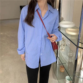 BLUSA LISTRADA RAINHA DAS LAGRIMAS - SOCIAL E MANGA LONGA