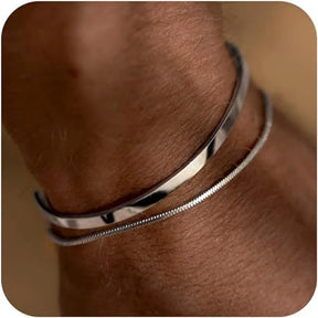 Pulseiras empilháveis para homens, conjuntos de pulseiras banhadas
