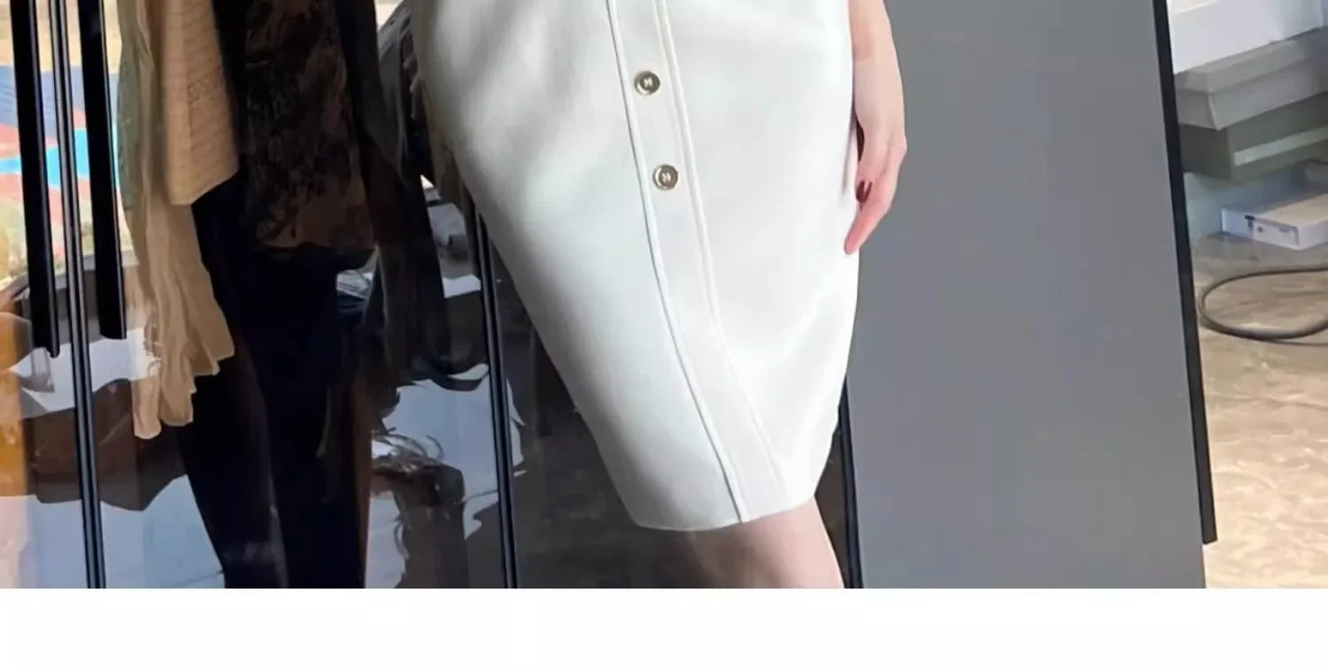 Vestido Branco Elegante Bodycon - Look Seoul Glam