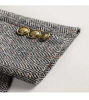 Terno de Lã Feminino Xadrez Tweed – Estilo Casual Coreano