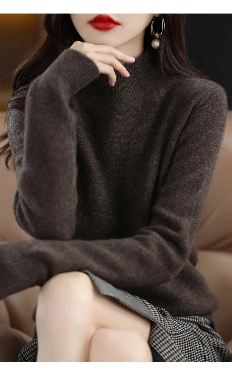 Suéter Gola Média Estilo Coreano Básico -  “Brisa de Inverno”