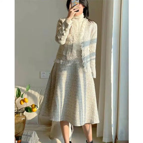 Conjunto de Duas Peças Tweed Estilo Saia