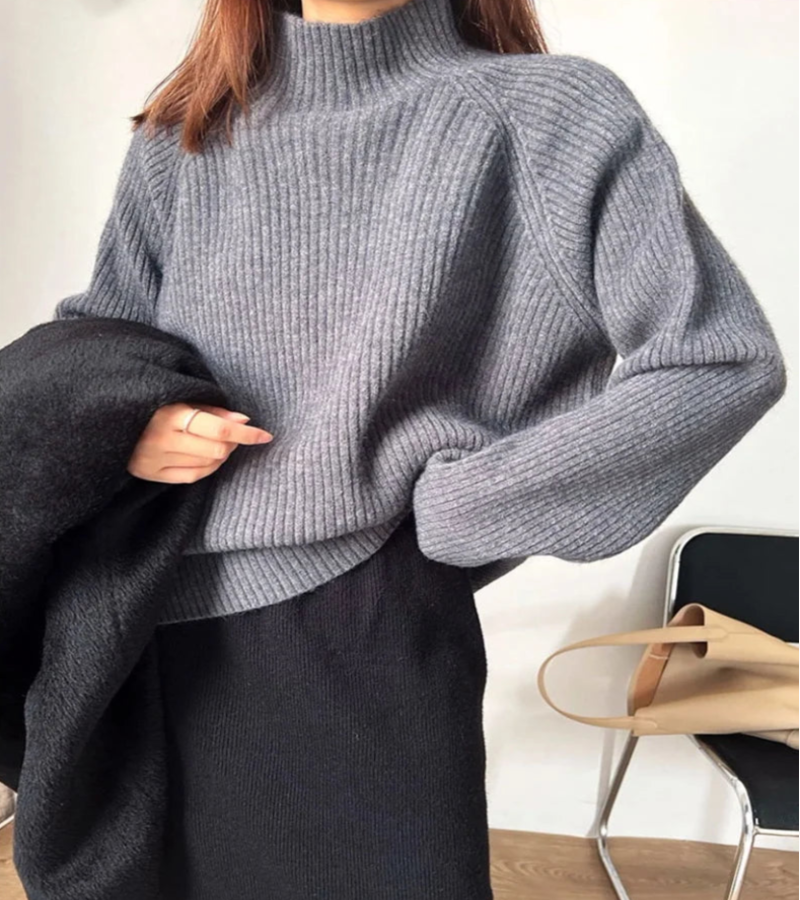 Suéter Gola Alta Feminino Casual - Inverno Elegante