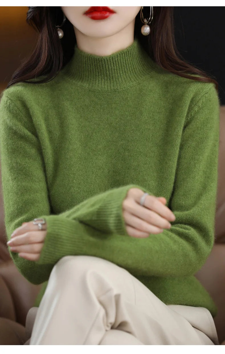 Suéter Gola Média Estilo Coreano Básico -  “Brisa de Inverno”