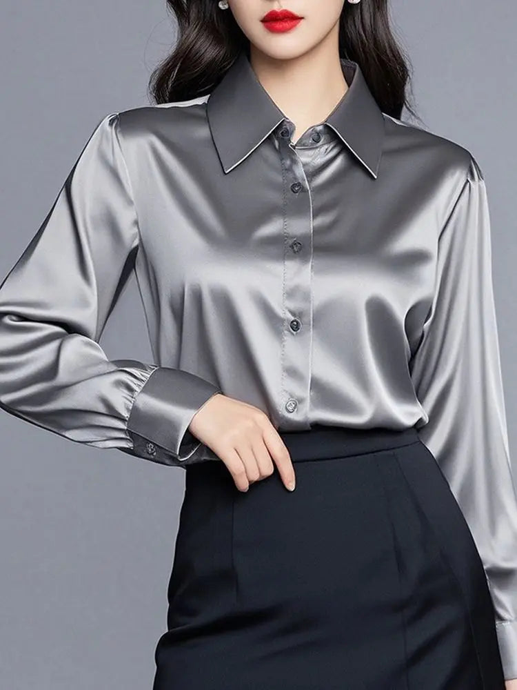 Camisas de seda mulheres coreanas moda Y2k