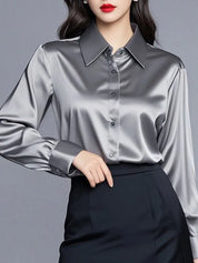 Camisas de seda mulheres coreanas moda Y2k