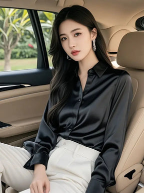 Camisas de seda mulheres coreanas moda Y2k