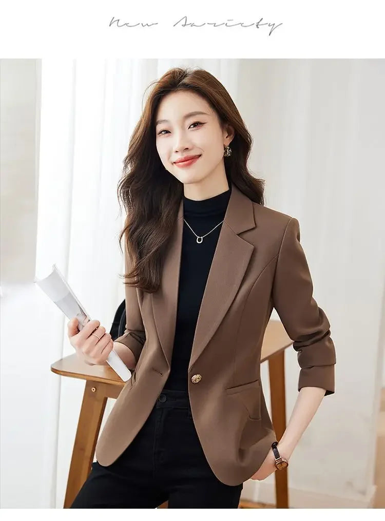 Jaqueta de terno feminina cor caramelo casual