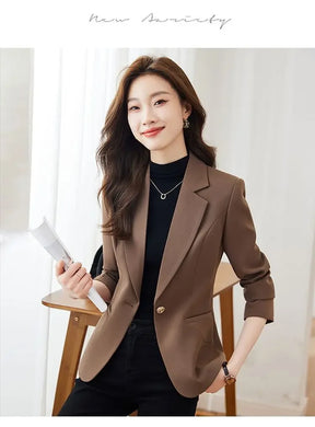 Jaqueta de terno feminina cor caramelo casual