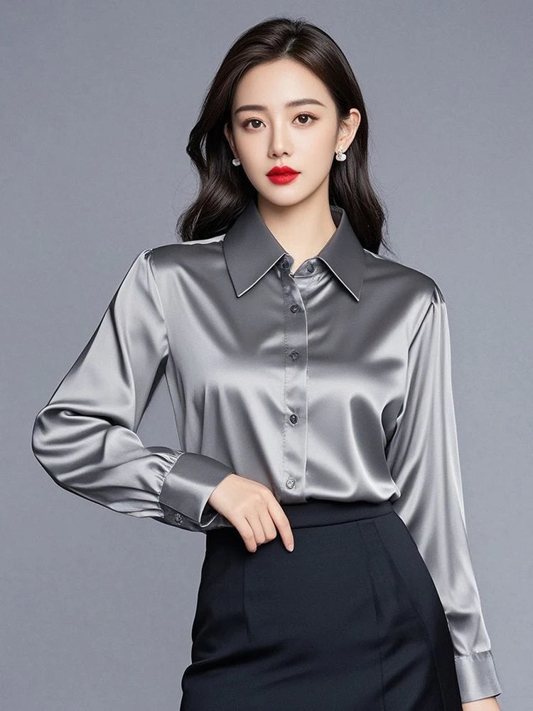 Camisas de seda mulheres coreanas moda Y2k