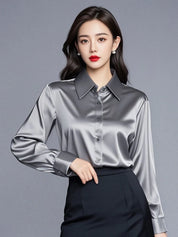 Camisas de seda mulheres coreanas moda Y2k