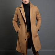 Casacos de inverno masculinos de luxo meados de longo jaquetas de lã quente casual masculino negócios confortável casaco roupas