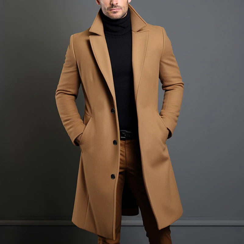Casacos de inverno masculinos de luxo meados de longo jaquetas de lã quente casual masculino negócios confortável casaco roupas