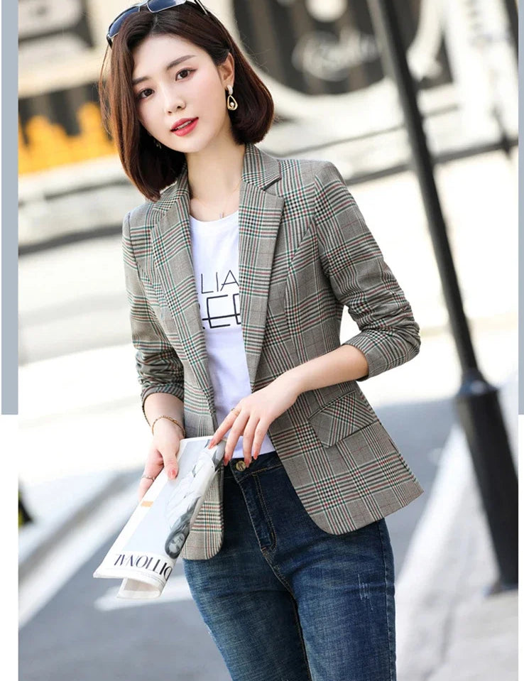 Blazer Xadrez Feminino Slim - Look Seoul Office