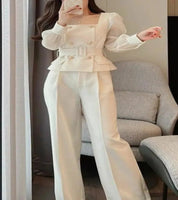 Look Sucesso Coreano – Conjunto de Calça e Blazer de Alfaiataria Elegante