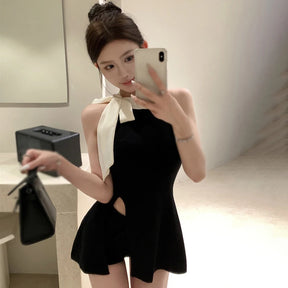 Regata Halterneck com laço de verão, slim fit