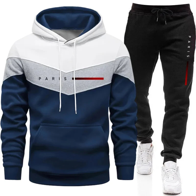 Conjunto de Moletom Masculino Paris Fashion: Moletom com Capuz e Calça Jogger para o Dia a Dia, Esportivo, Tendência Urbana, Agasalho Quente