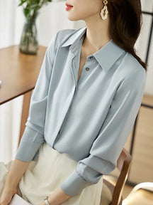 Camisa elegante de manga comprida, ajuste solto
