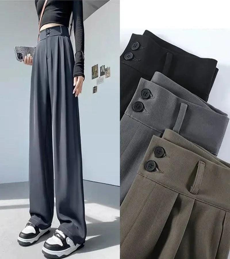 Calça Reta Feminina – Estilo Casual Coreano