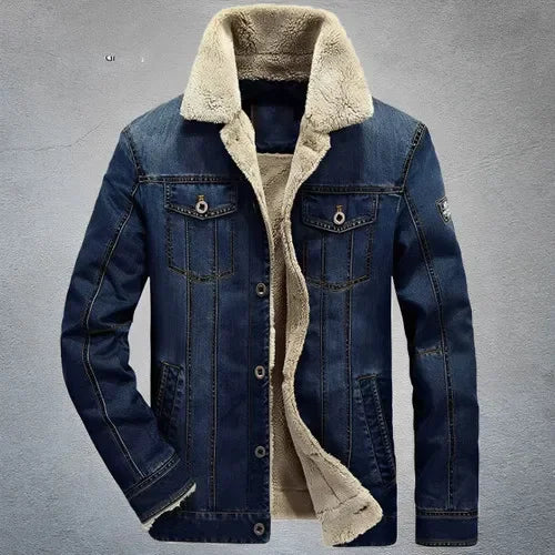 Personalizável inverno quente engrossado jaqueta jeans casual masculina boutique moda algodão azul denim casacos terno jaquetas mwt412237